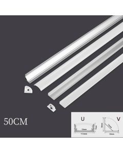 50cm Led Channel for Strip V/U Shape Aluminum Profile Bar with Diffuser PC Cover 2pcs